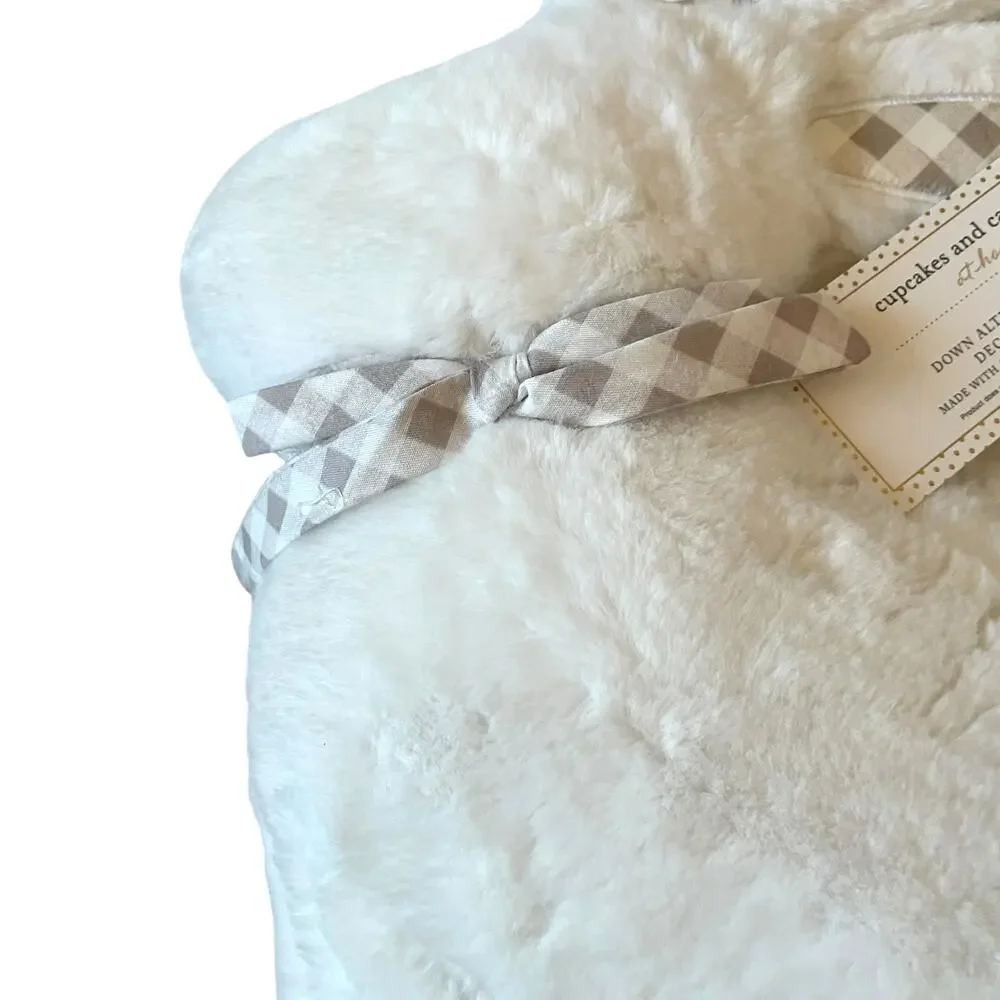 Cupcakes & Cashmere WHITE Bunny Rabbit Throw Pillow Easter Spring Farmhouse New
